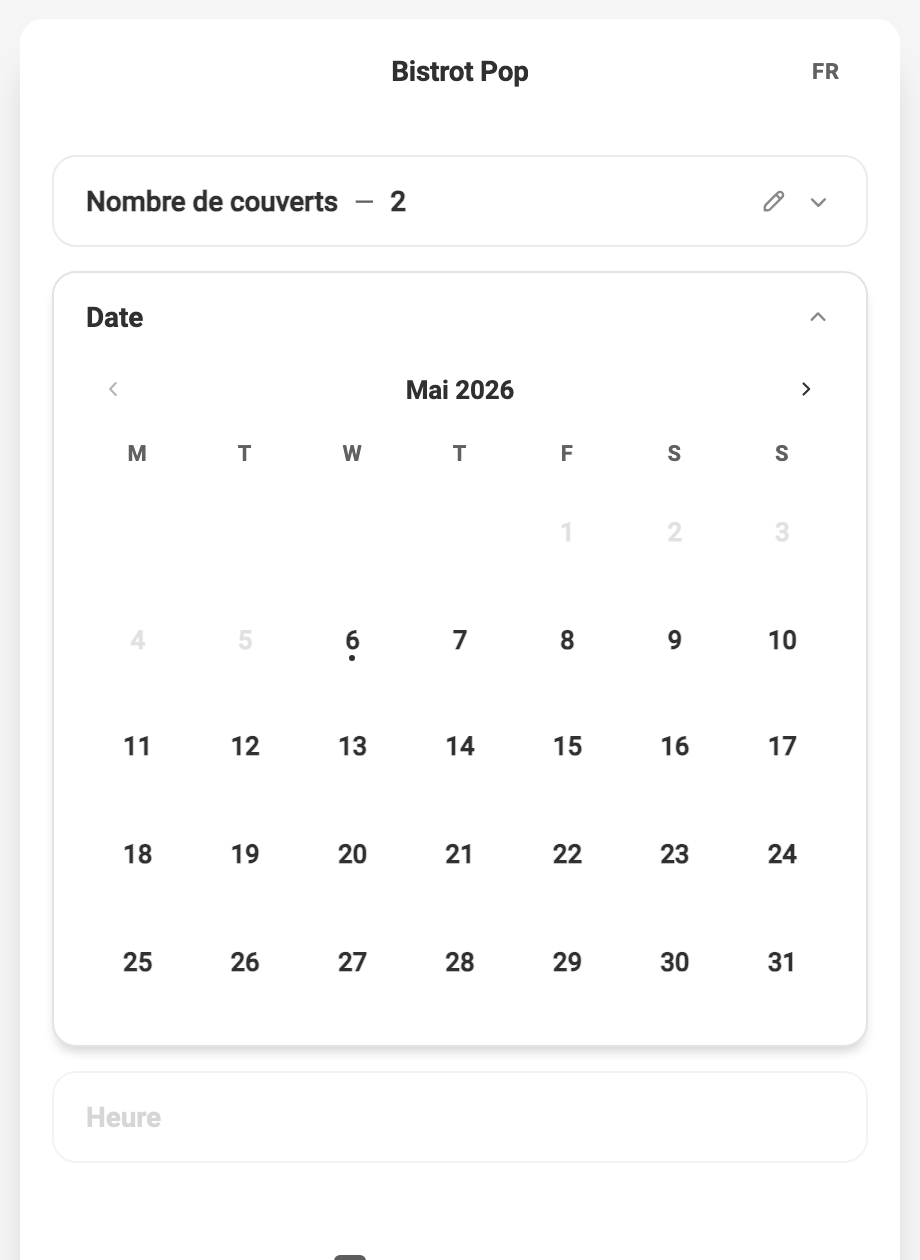 Widget de réservation en ligne